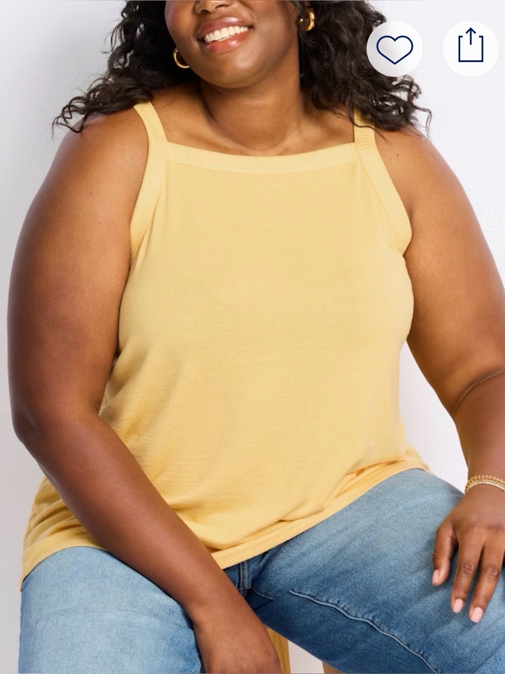 Market & Spruce Pale Yellow Square Neck Tank - Picture 2 of 5